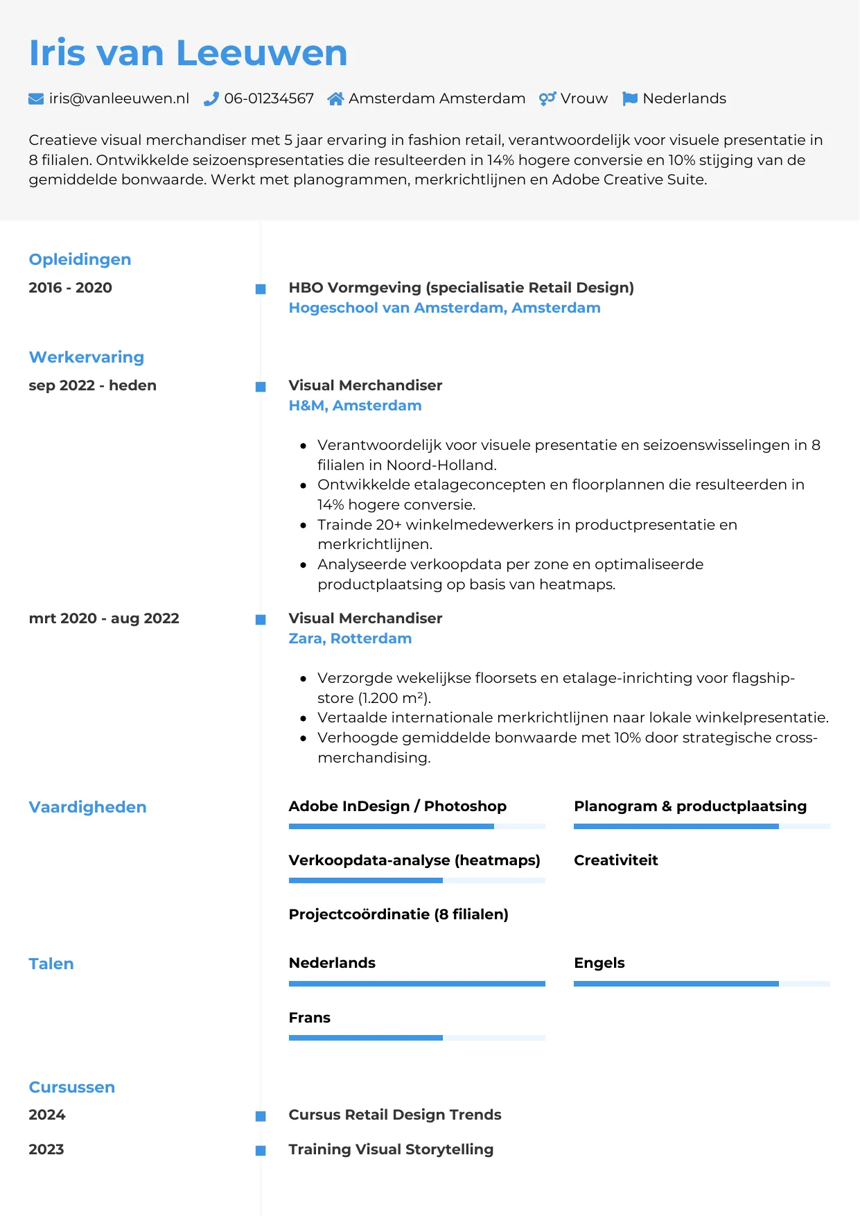 CV Chrono voor visual merchandiser