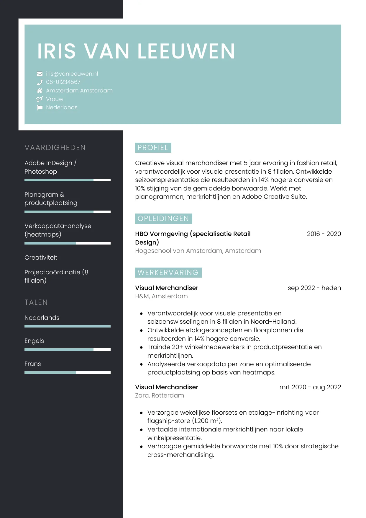 CV Elegant voor visual merchandiser