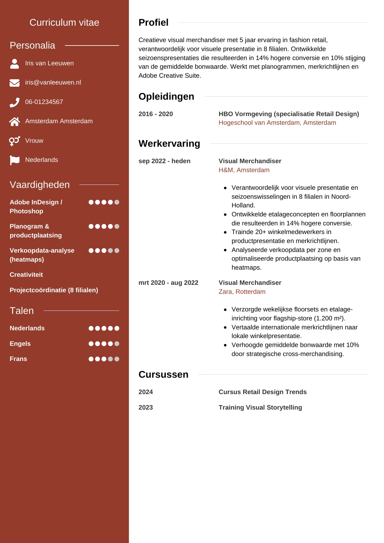 CV Modern voor visual merchandiser