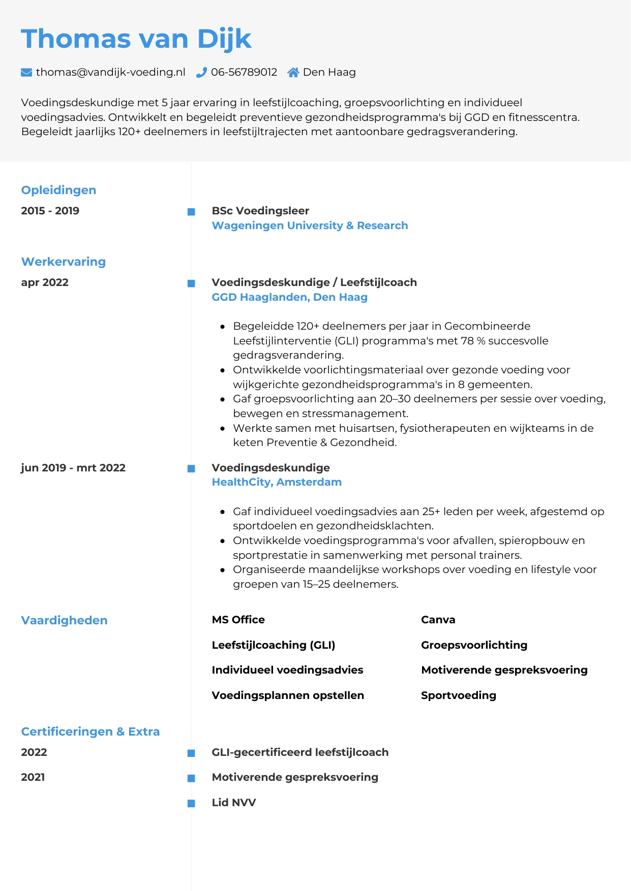 CV Chrono voor voedingsdeskundige