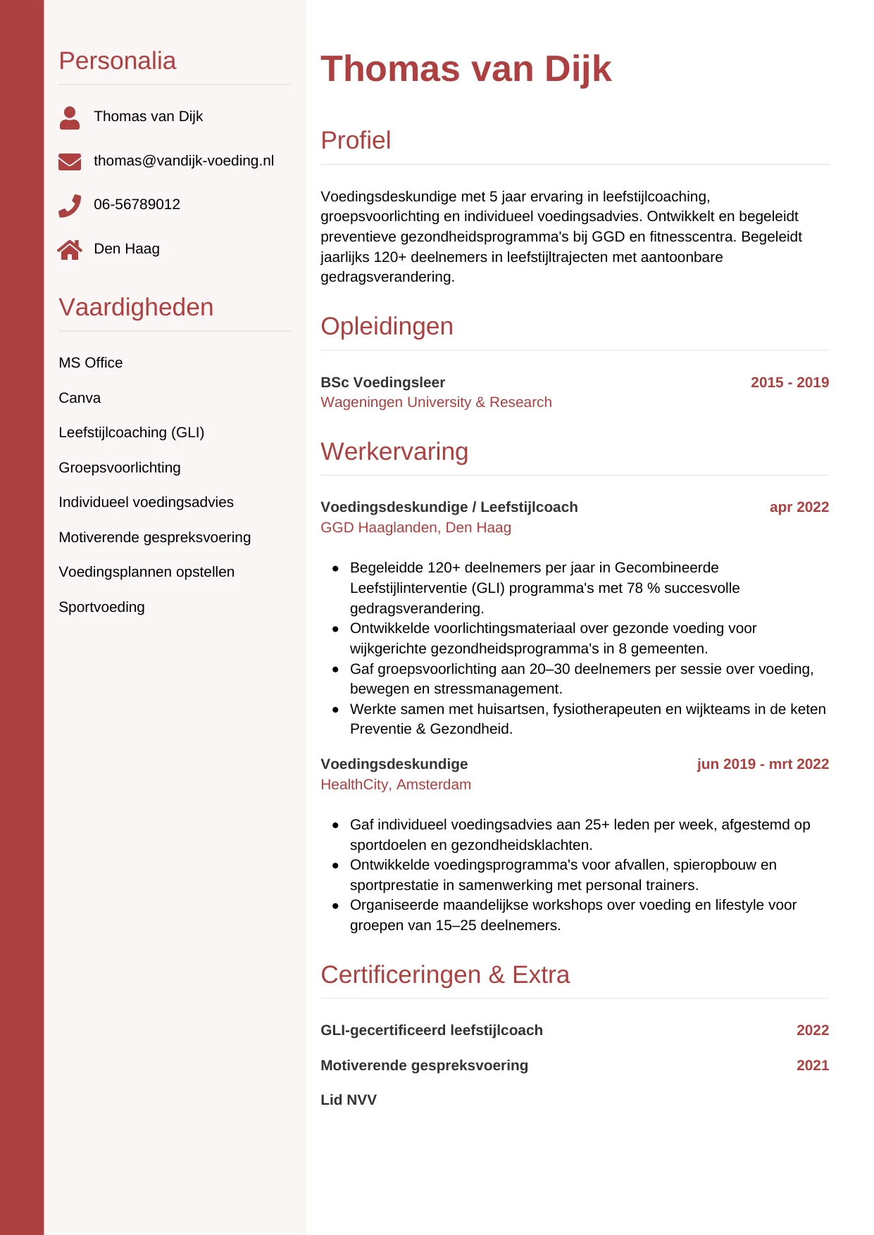 CV Verticaal voor voedingsdeskundige