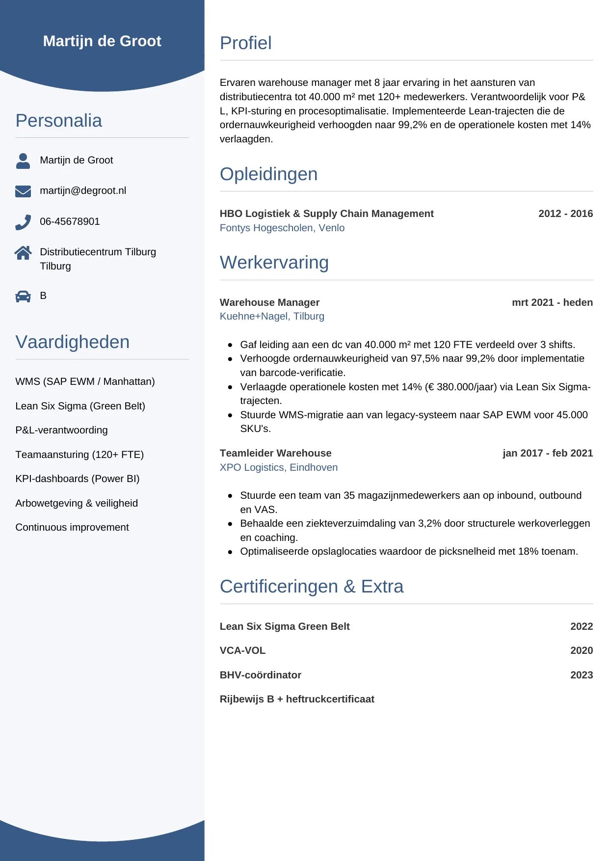 CV Circulair voor warehouse manager