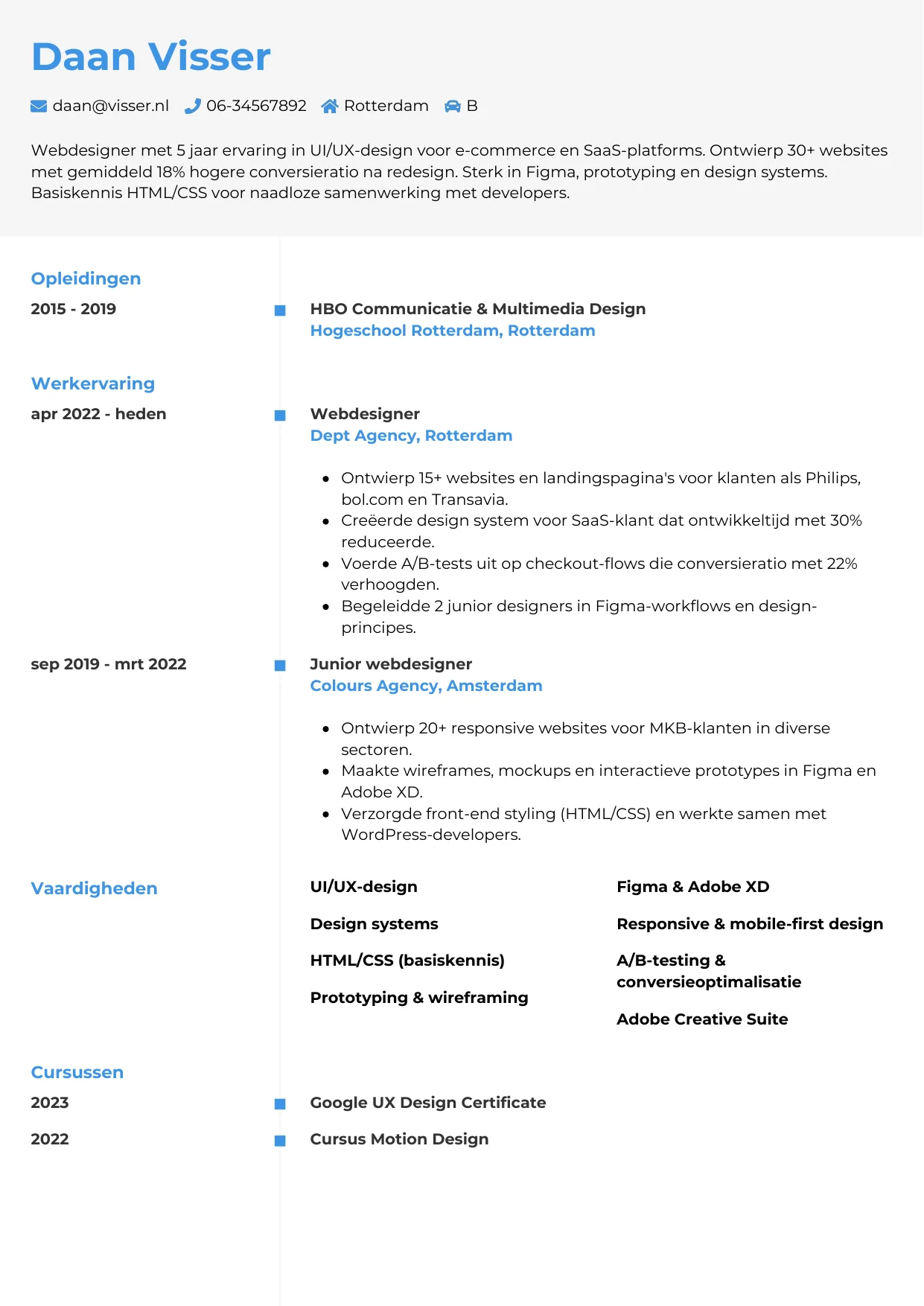 CV Chrono voor webdesigner