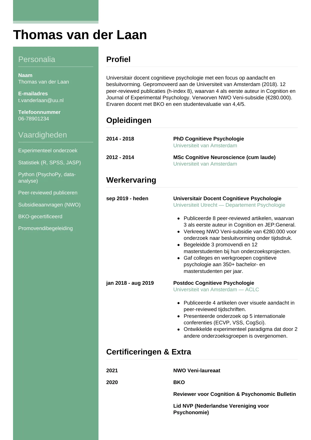 CV Casual voor wetenschapper