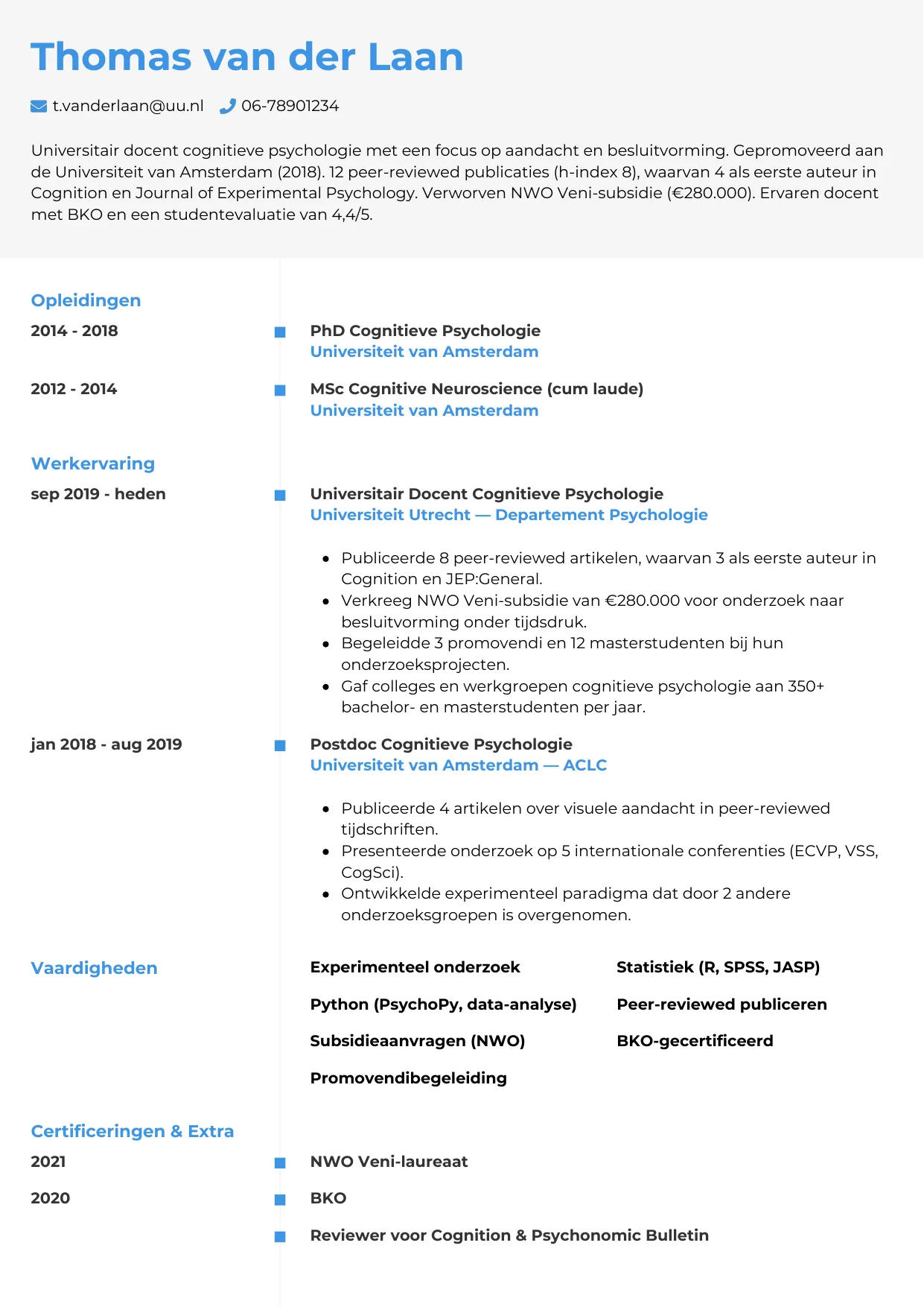 CV Chrono voor wetenschapper
