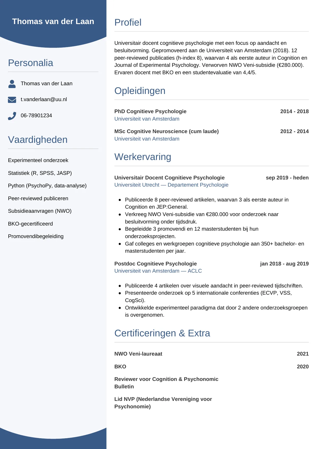 CV Circulair voor wetenschapper