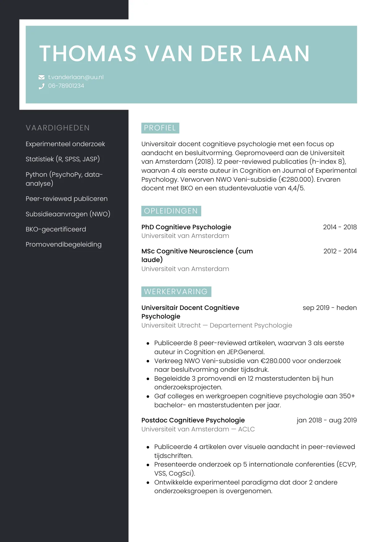 CV Elegant voor wetenschapper