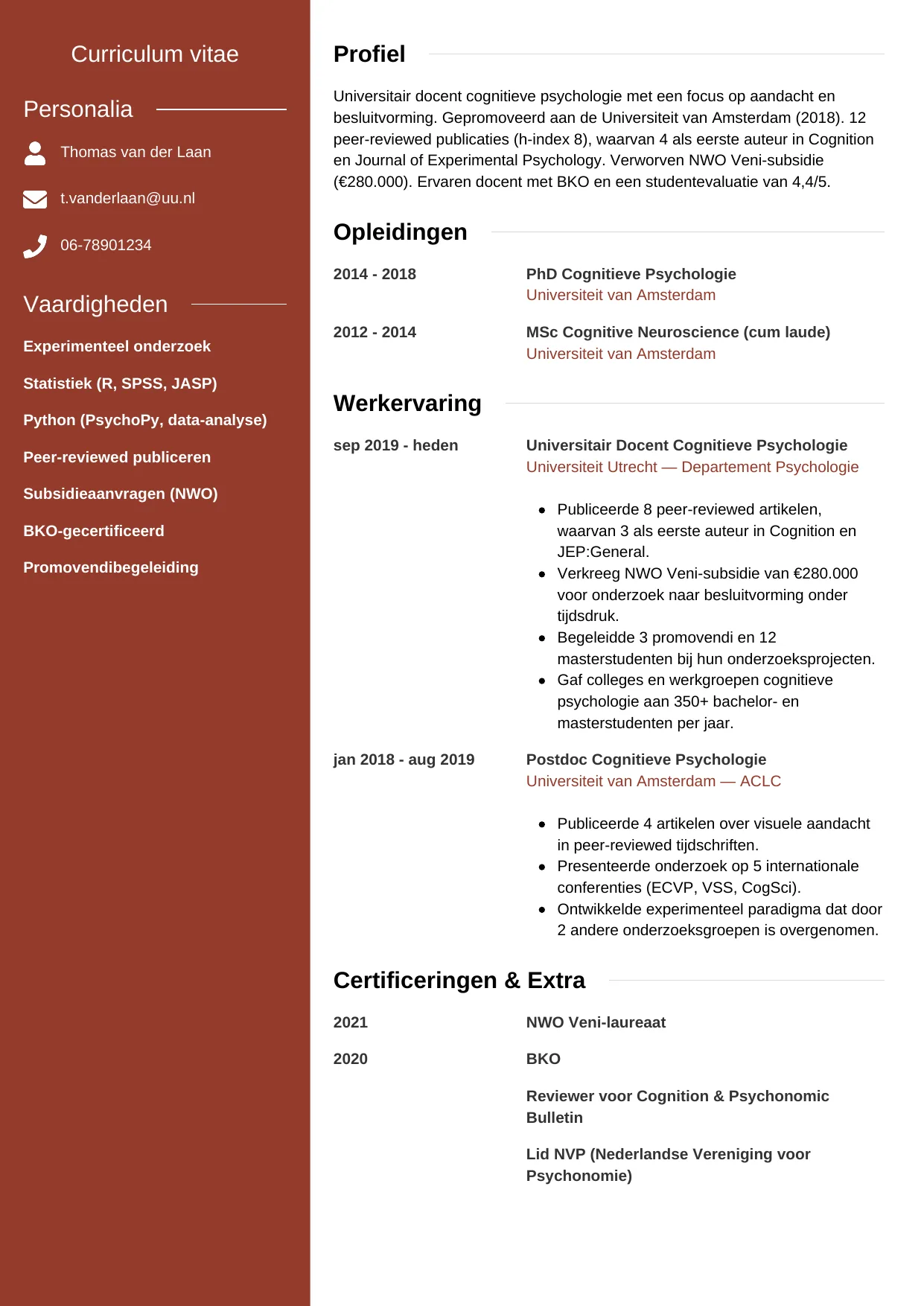 CV Modern voor wetenschapper