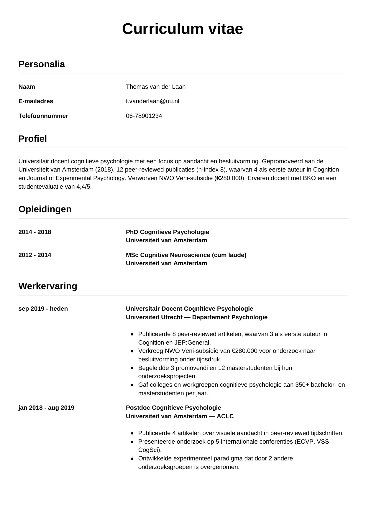 CV Simpel voor wetenschapper