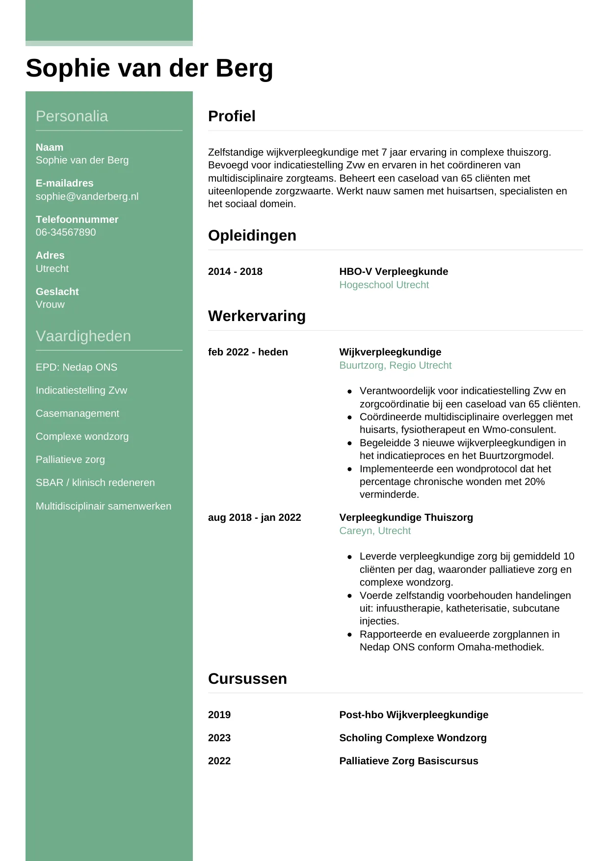 CV Casual voor wijkverpleegkundige