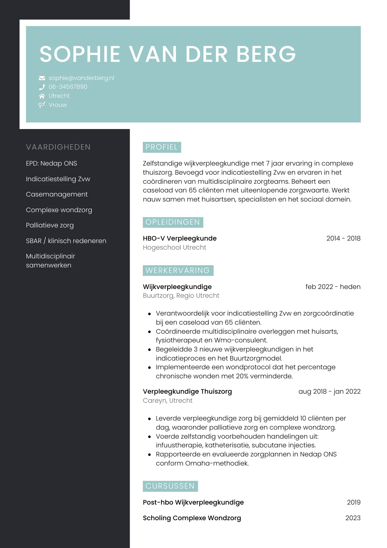 CV Elegant voor wijkverpleegkundige