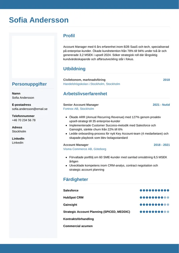 CV template Horizontaal