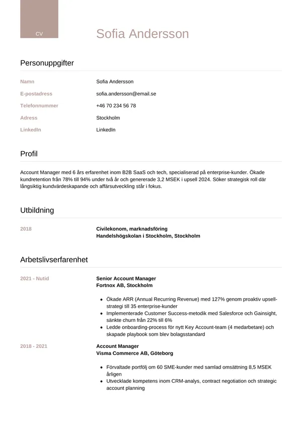 CV template Luxe — gratis cv-sjabloon voor je sollicitatie