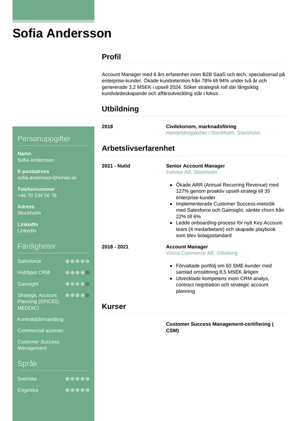 CV template Casual — gratis cv-sjabloon voor je sollicitatie