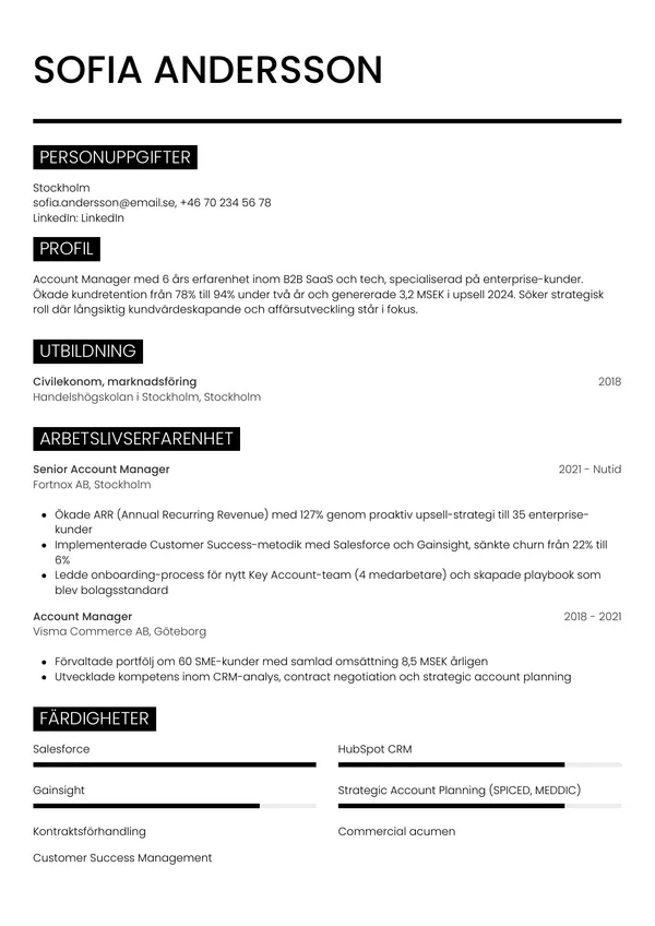CV template Metro
